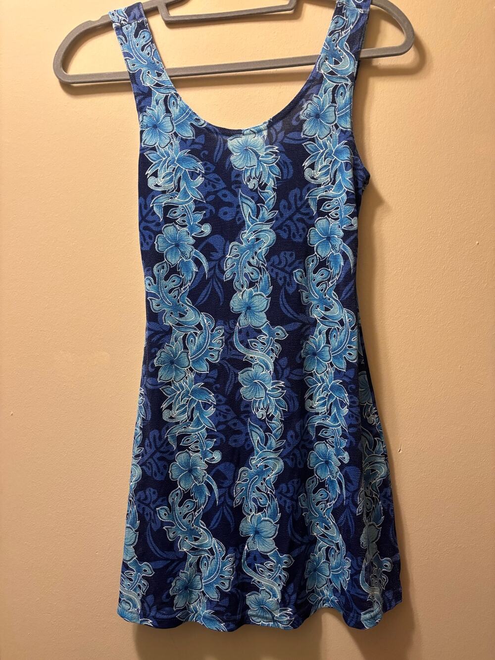 Vintage 90s blue floral print dress